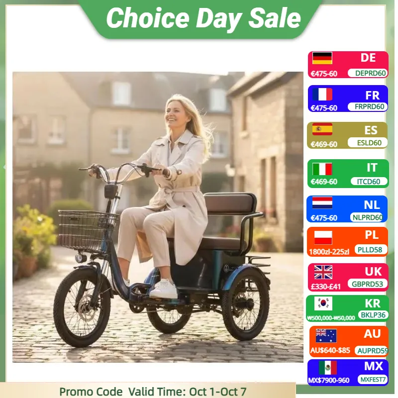 Electric Bike — 650W motor, tricycle, 2 seats | EplusNINE